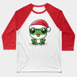 Christmas Frog with Santa Hat Baseball T-Shirt